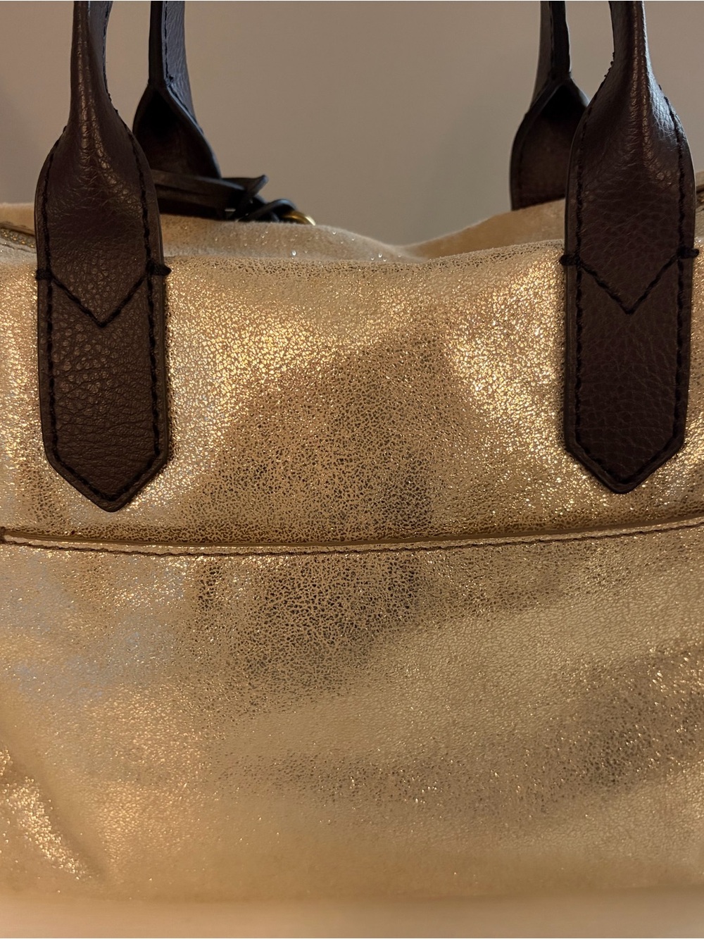Fossil Gold Metallic Leather-Trim Bag - Picture 5 of 11